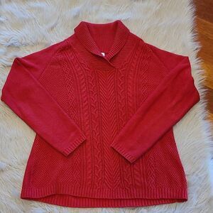 Coldwater creek womens red cotton sweater size large‎